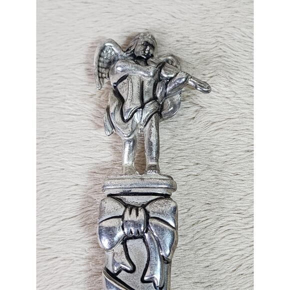 Godinger Candle Snuffer Angel Playing Violin 10" Silver Art Holiday 80's Vintage - Picture 2 of 11